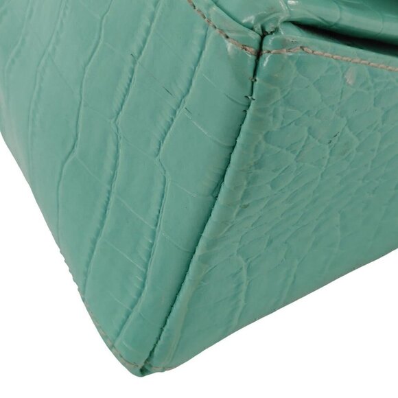 CRAZY HORSE Liz Claiborne Turquoise Embossed Croc Faux Leather Shoulder Bag - Picture 10 of 13